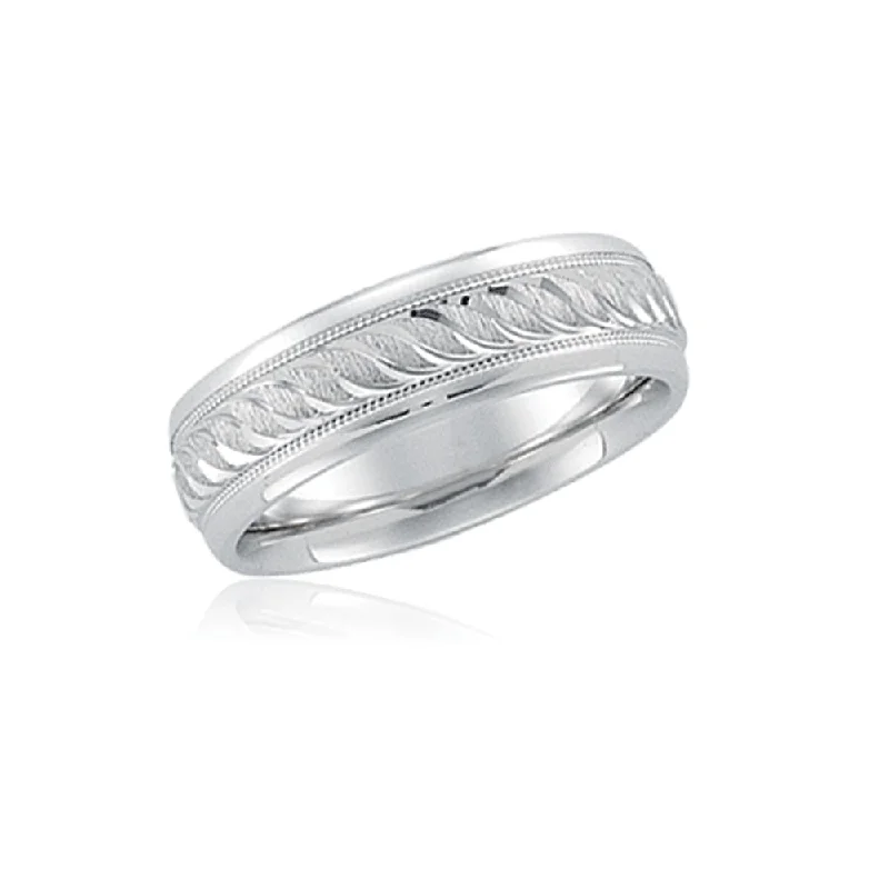 oval rings for women -6mm, 14K White Gold, Unisex Designer Comfort Fit Band