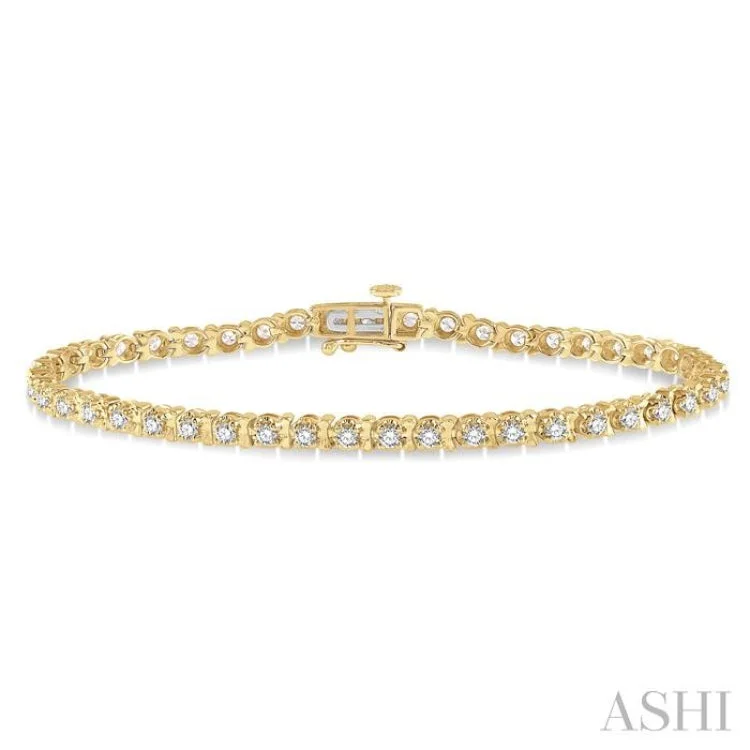 sapphire bracelets for women -2 ctw Round Cut Diamond Tulip Bracelet in 14K Yellow Gold