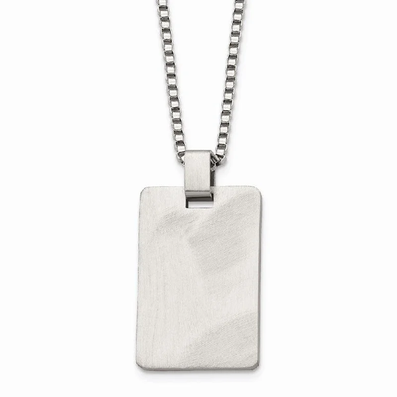 delicate charm necklaces for women -Stainless Steel Brushed and Scratch Finish Rectangle Necklace