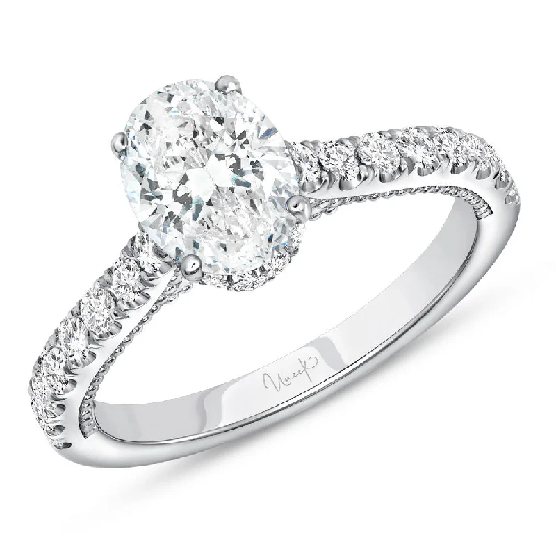 halo engagement rings -Uneek Us Collection Under-Halo Oval Shaped Engagement Ring