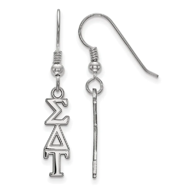 drop earrings for women -Sterling Silver Sigma Delta Tau XS Dangle Earrings