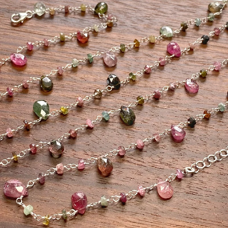 Tourmaline Teardrop Lariat Necklace