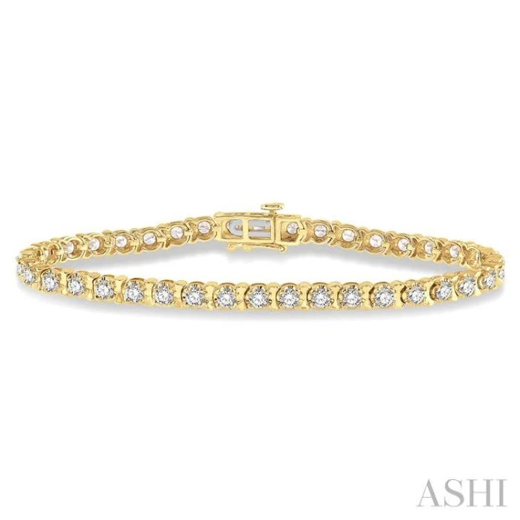 crystal bracelets for women -4 ctw Round Cut Diamond Tulip Bracelet in 14K Yellow Gold