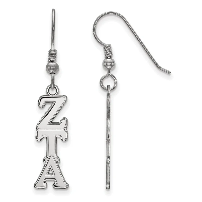 moon earrings for women -Sterling Silver Zeta Tau Alpha Dangle Medium Earrings