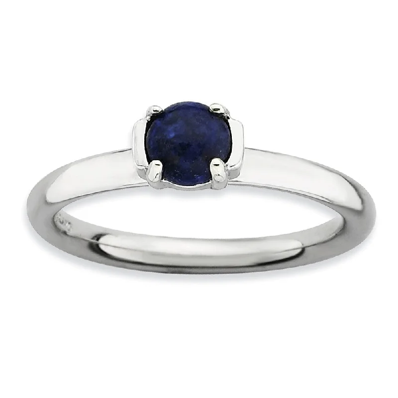 multi-layered rings for women -Silver Stackable Blue Lapis Ring