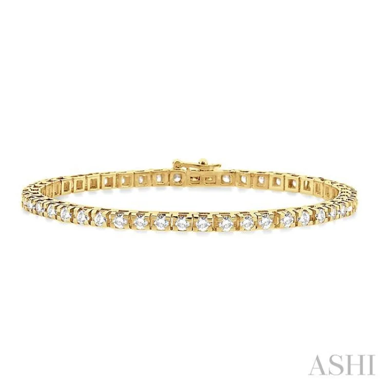 locket bracelets for women -5 Ctw Square Shape Round Cut Diamond Tennis Bracelet in 14K Yellow Gold