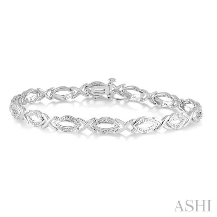 pave diamond bracelets for women -1/10 Ctw Round Cut Diamond Swirl bracelet in Sterling Silver