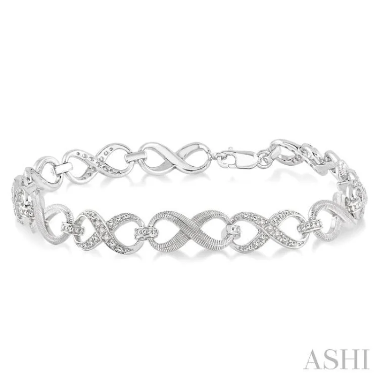 sun and moon bracelets for women -1/10 Ctw Round Cut Diamond Swirl bracelet in Sterling Silver