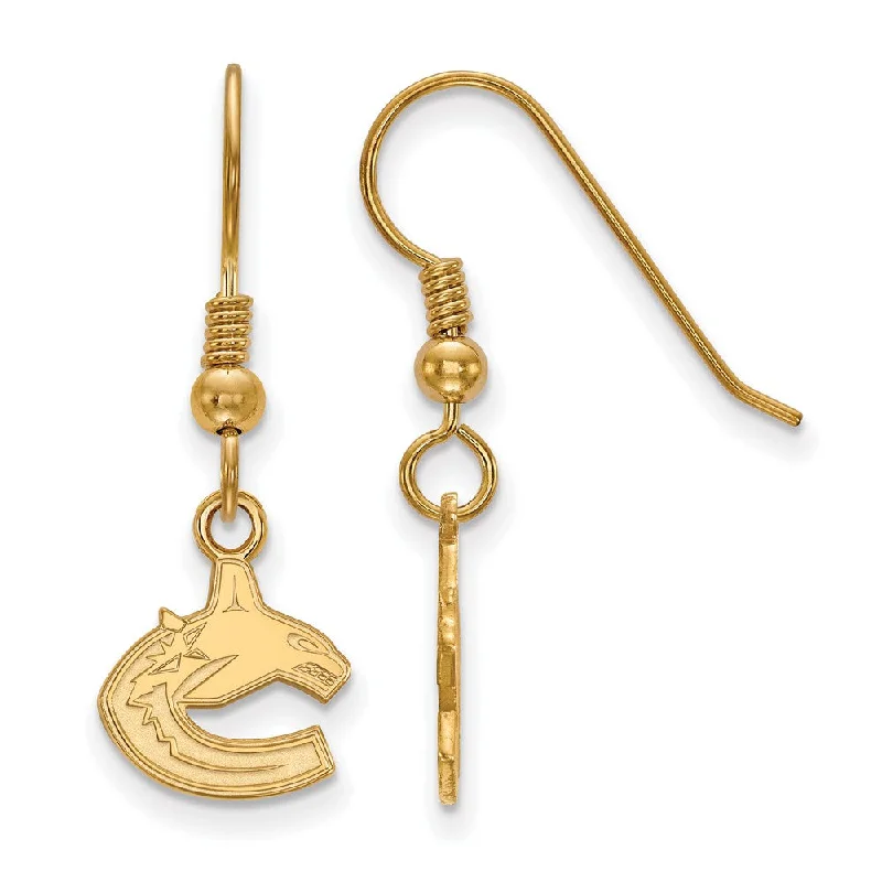 antique earrings for women -SS 14k Yellow Gold Plated NHL Vancouver Canucks XS Dangle Earrings