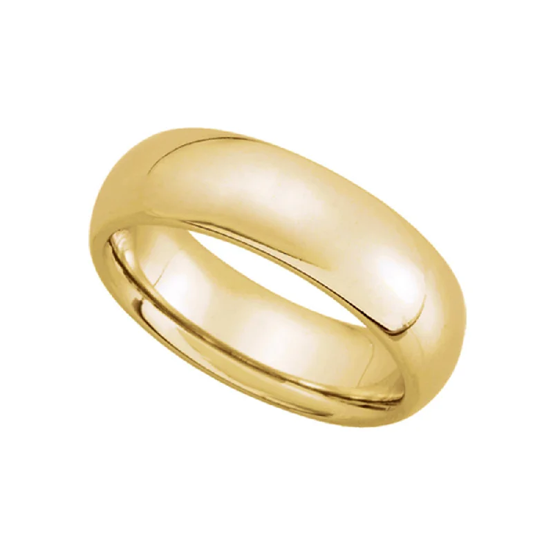 tiny stacking rings for women -6mm Domed Comfort Fit Wedding Band in 10k Yellow Gold