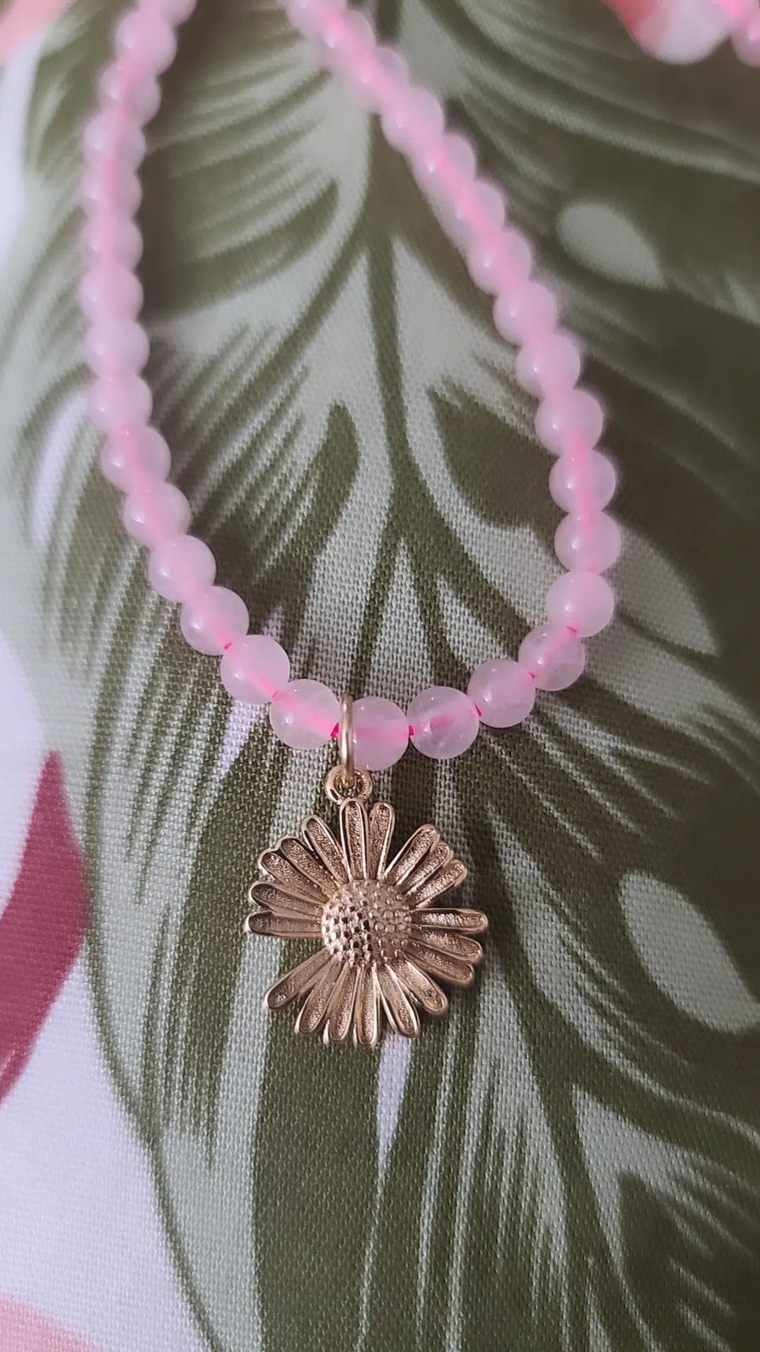 aesthetic necklaces for women -Sunflower Rose Quartz Necklace