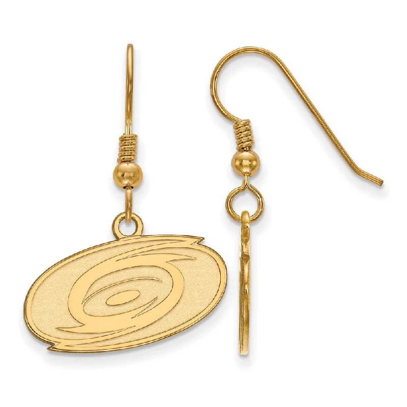 birthstone earrings for women -SS 14k Yellow Gold Plated NHL Carolina Hurricanes SM Dangle Earrings