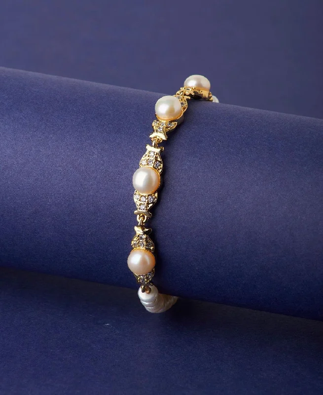 baguette stone bracelets for women -Trendy Real Pearl Bracelet