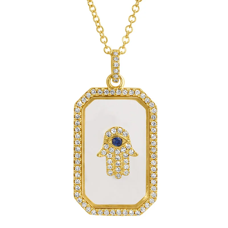 diamond necklaces for women -DREW RECTANGLE HAMSA PENDANT NECKLACE