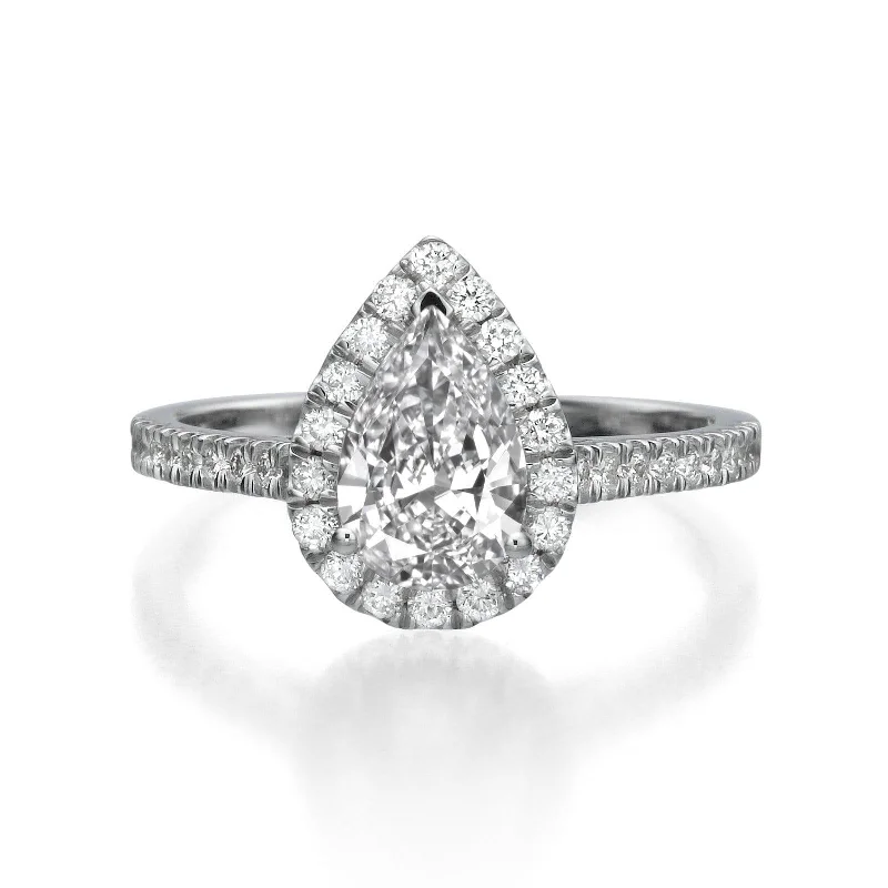 engraved engagement rings -1.45 ct Pear Shaped Diamond Engagement Ring