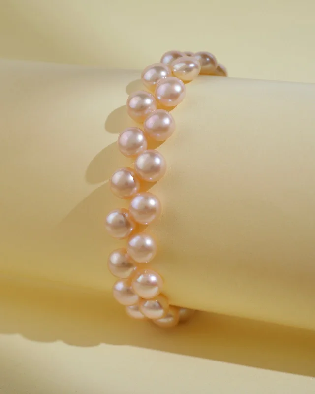 ruby bracelets for women -Elegant Pink Pearl Bracelet