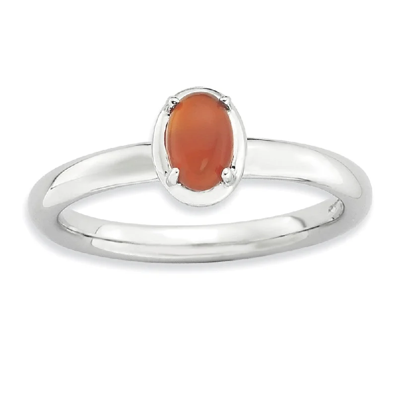 bar rings for women -Sterling Silver Stackable Red Agate Ring