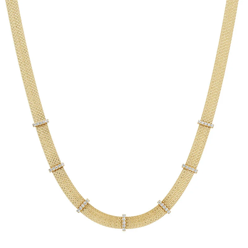 stylish silver necklaces for women -ROSIE GOLD + DIAMOND MESH NECKLACE