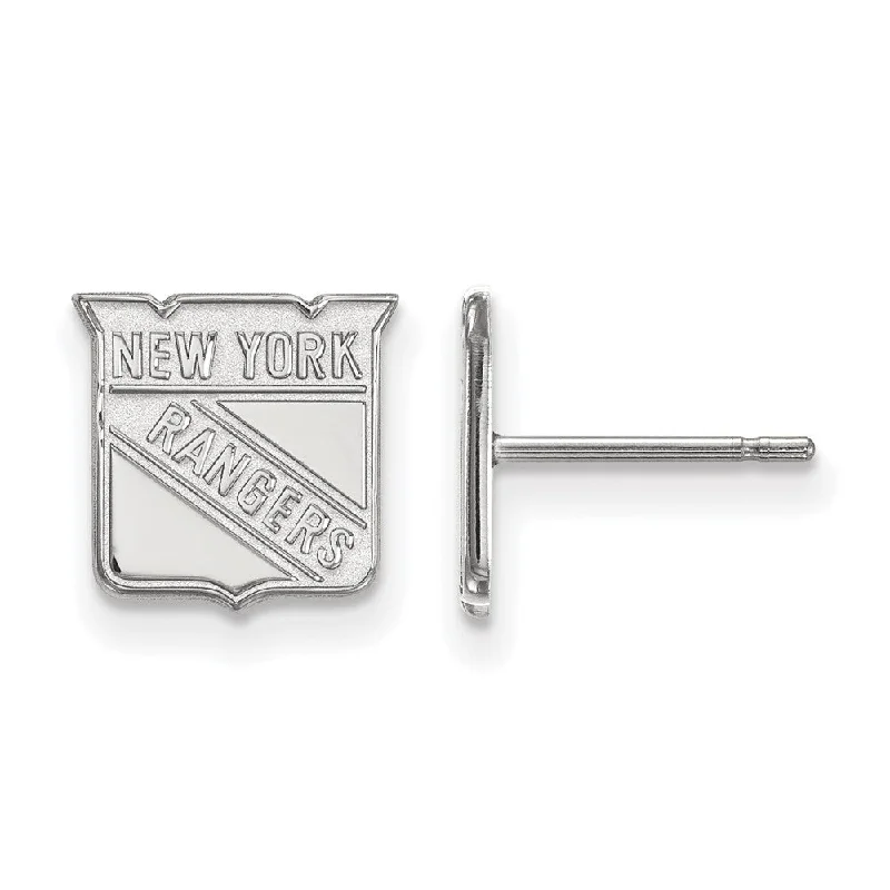 best everyday earrings for women -14k White Gold NHL New York Rangers XS Post Earrings