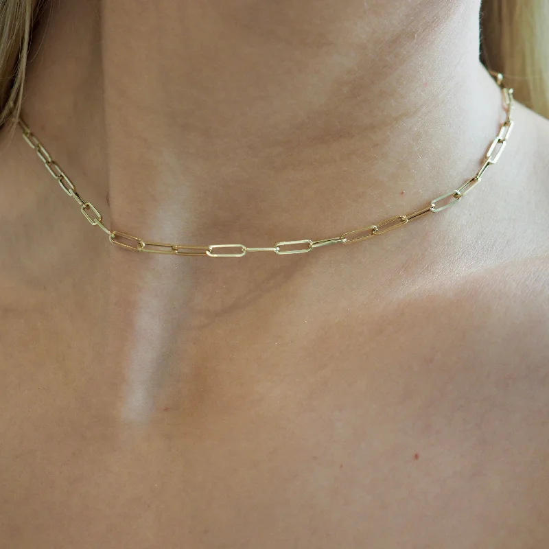 delicate charm necklaces for women -RILEE PAPERCLIP CHAIN  NECKLACE