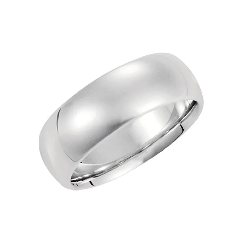 thick silver rings for women -8mm Domed Comfort Fit Wedding Band in 10k White Gold