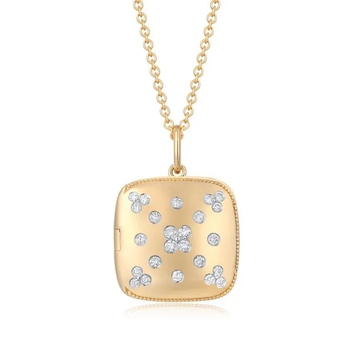 floral pendant necklaces for women -ASPEN SQUARE DIAMOND NECKLACE