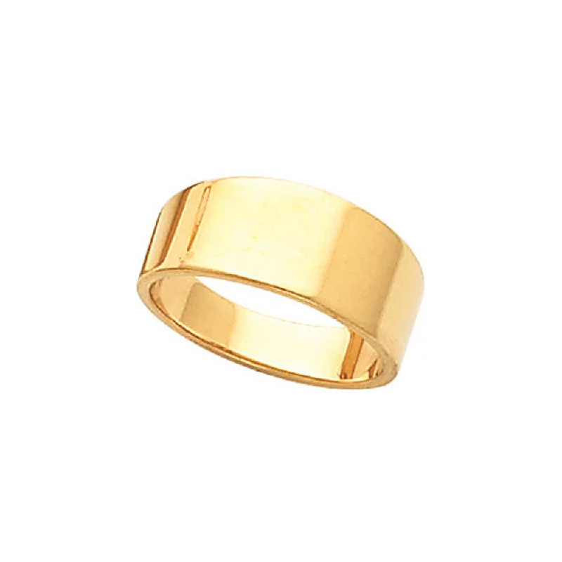 cocktail rings for women -8mm Flat Tapered Wedding Band in 10k Yellow Gold