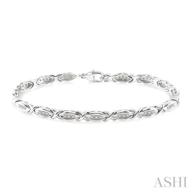 multi-layered bracelets for women -1/6 Ctw 'X' Shape Single Cut Diamond Bracelet in Sterling Silver