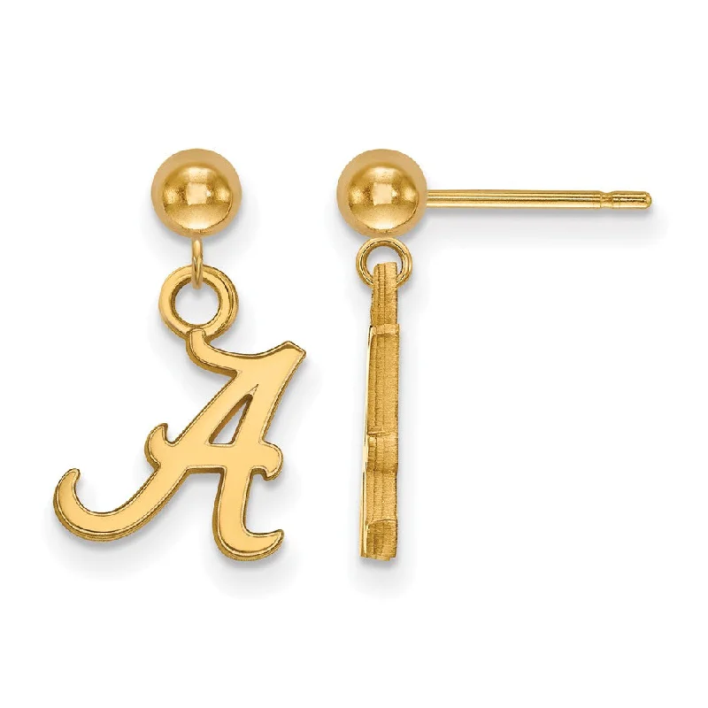 stylish gold earrings for women -14k Yellow Gold University of Alabama Ball Dangle Earrings