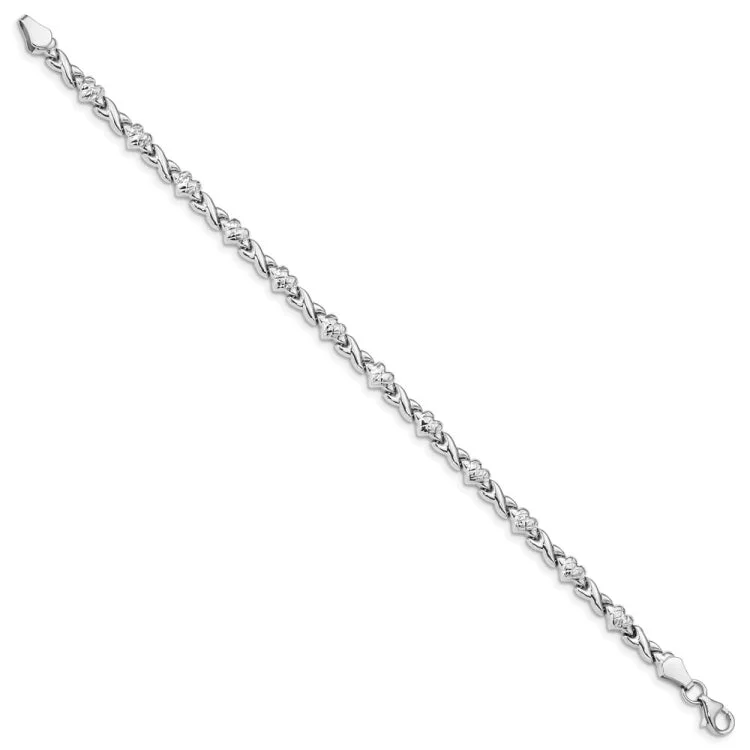 infinity bracelets for women -14k White Gold Polished Heart & X Bracelet