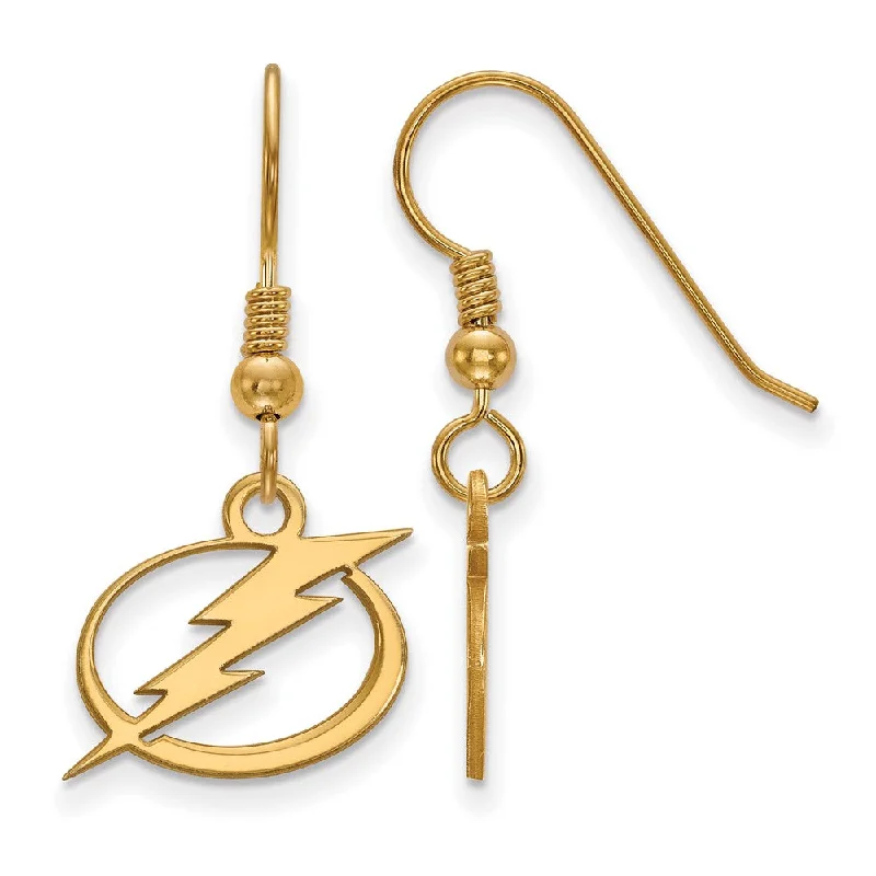 pearl earrings for women -SS 14k Yellow Gold Plated NHL Tampa Bay Lightning SM Dangle Earrings