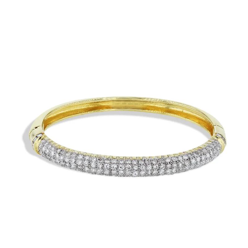 sun and moon bracelets for women -Yellow Gold Diamond Estate Hinge Bracelet