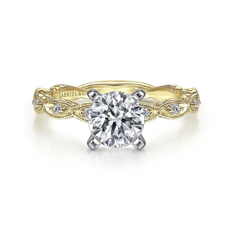 bold engagement rings -Sadie - 14K Yellow Gold Round Diamond Engagement Ring