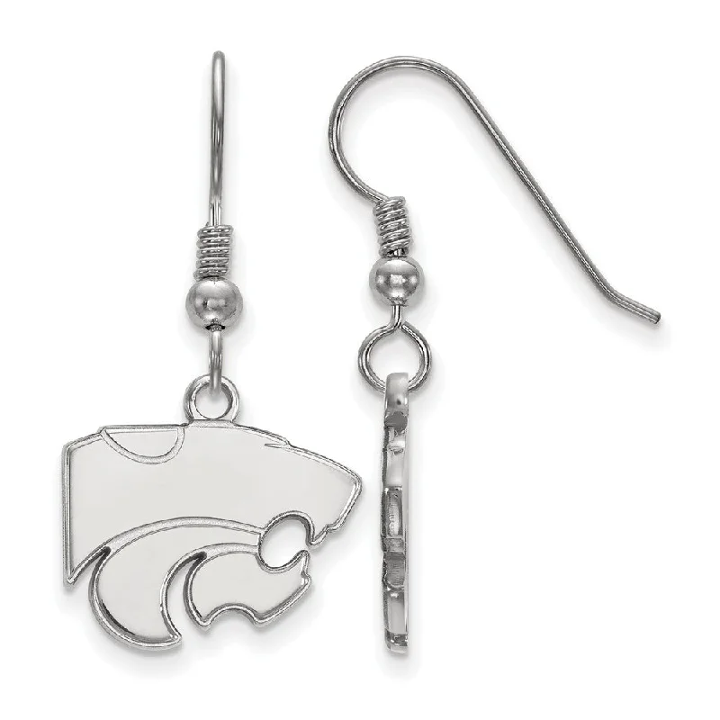 thick silver earrings for women -Sterling Silver Kansas State University Small Dangle Earrings