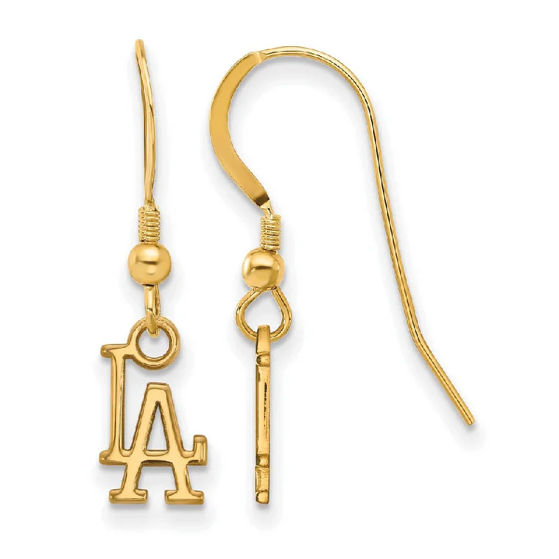 celestial earrings for women -14K Yellow Gold Plated S.S. MLB Los Angeles Dodgers XS Dangle Earrings