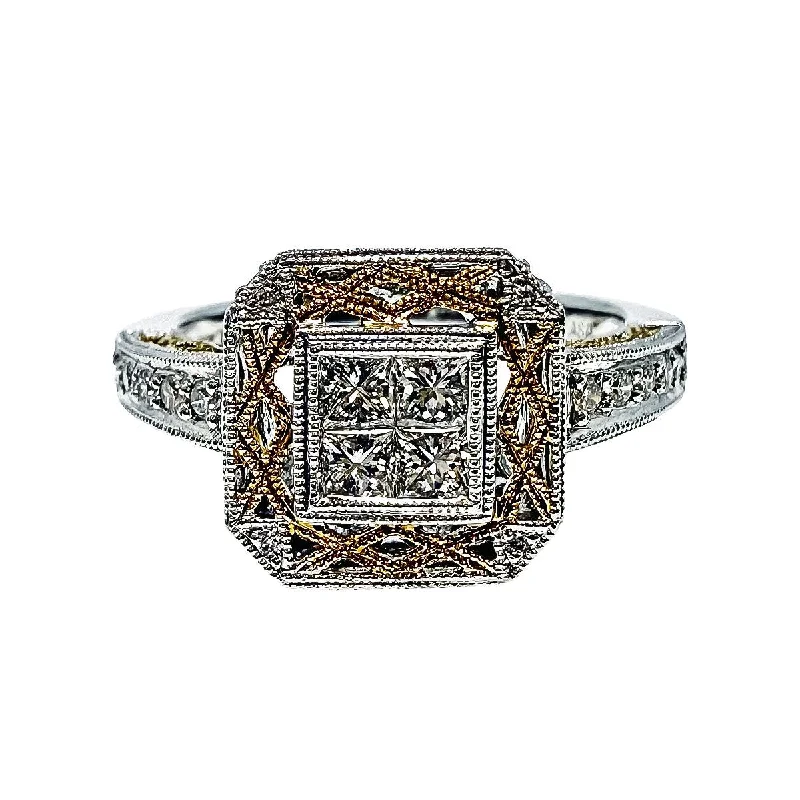 bold fashion rings for women -Antique Style  Ring with Diamonds