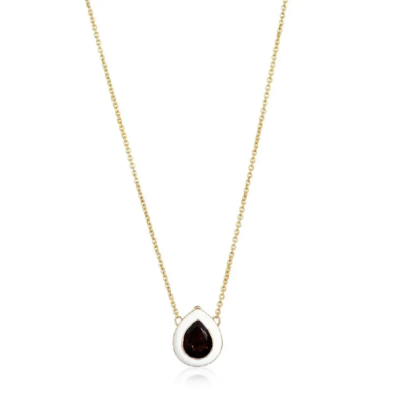 sun and moon necklaces for women -JESSE SMOKY TOPAZ/ IVORY TEARDROP NECKLACE