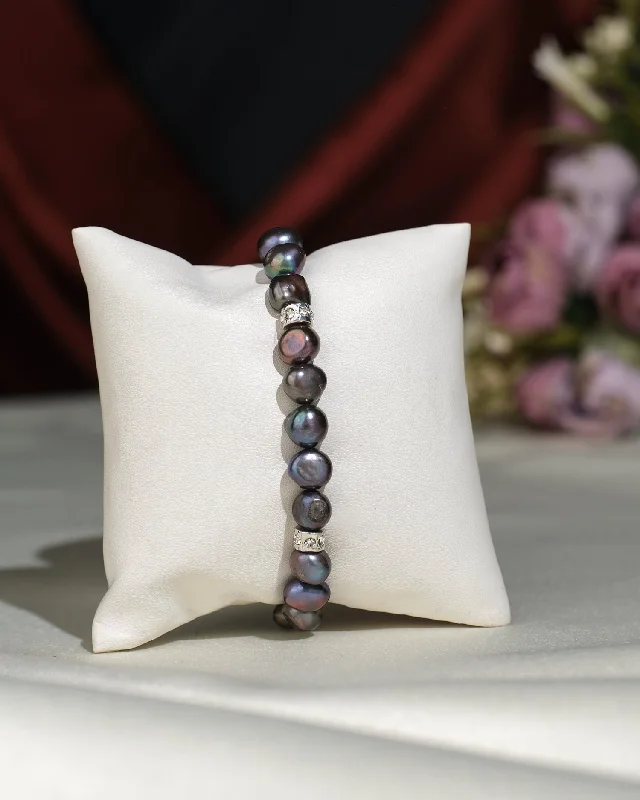 pearl bracelets for women -Elegant Black 1 line Bracelet