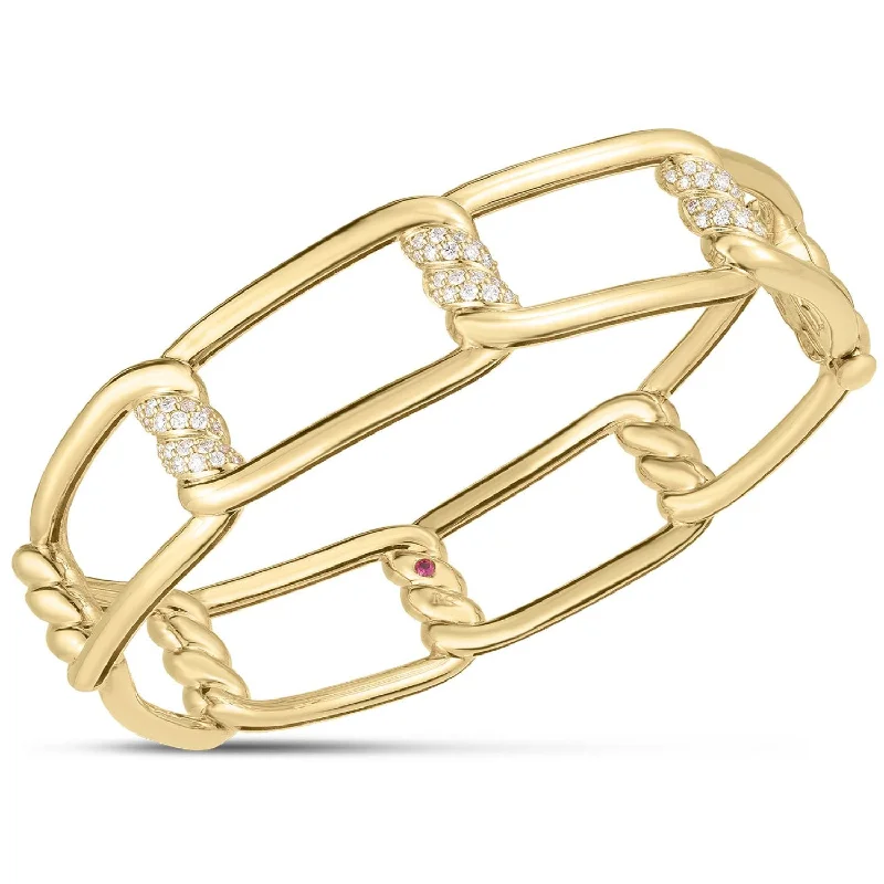 oval bracelets for women -18kt Yellow Gold Diamond Cialoma Knot Bangle Bracelet