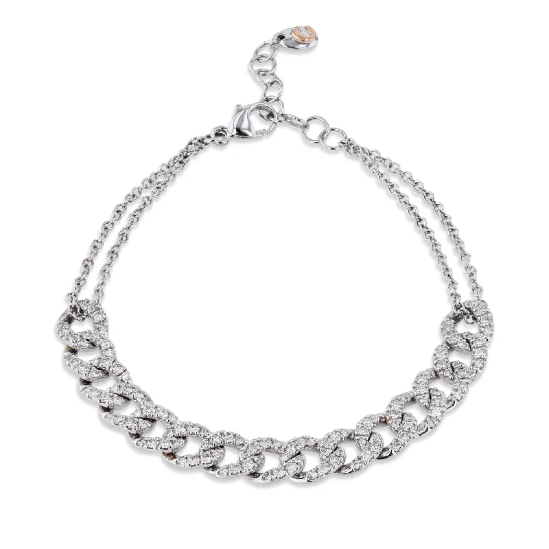 best everyday bracelets for women -White Gold Pave Diamond Link Bracelet