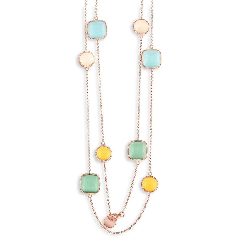 celestial necklaces for women -Simona Women's Necklace Sterling Silver Robin Blue, Pink, Green and Mango