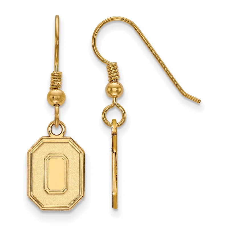 baguette earrings for women -14k Gold Plated Silver Ohio State Univ. Small Dangle Earrings