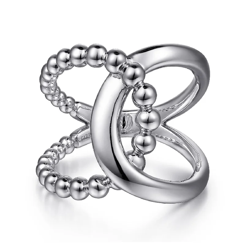 celestial star rings for women -Interlocking Bujukan Ring in Silver by Gabriel & Co.