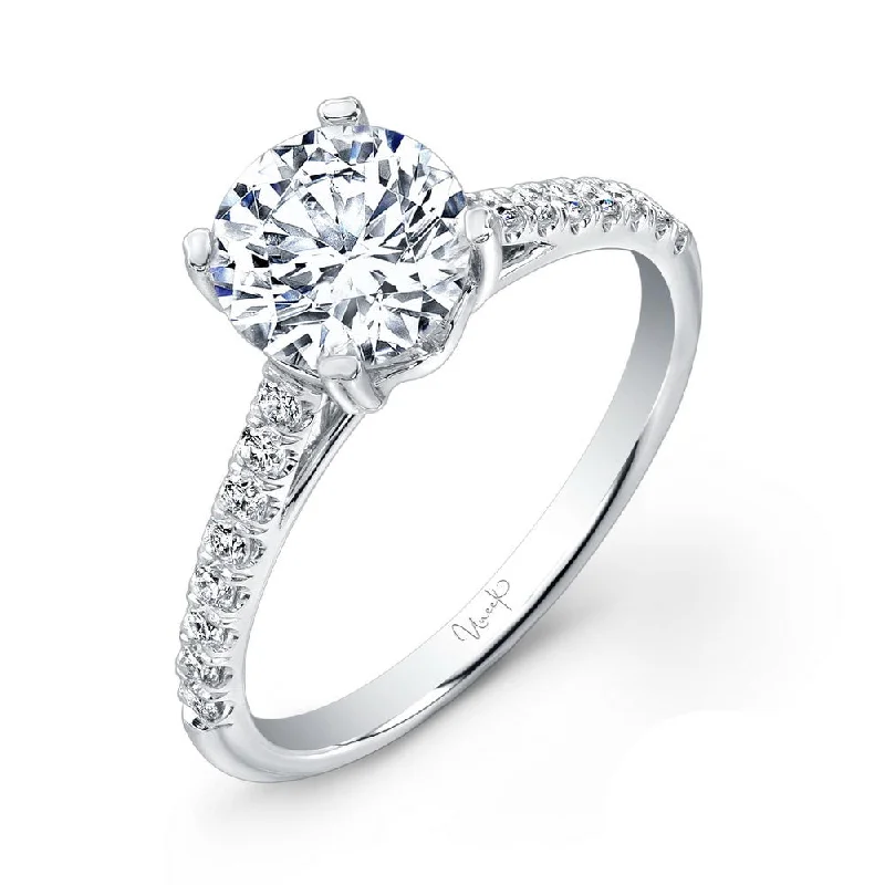 celebrity-inspired engagement rings -Uneek Round Diamond Non-Halo Engagement Ring with Pave Upper Shank