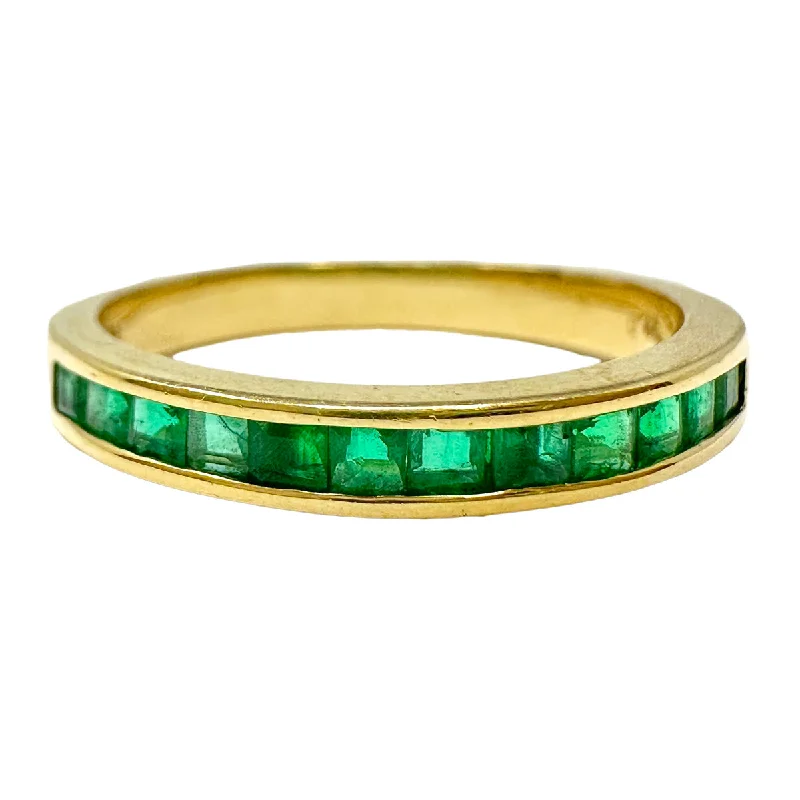 adjustable rings for women -18K Gold Ring with 12 Emeralds