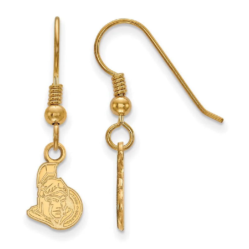 anniversary earrings for women -SS 14k Yellow Gold Plated NHL Ottawa Senators XS Dangle Earrings