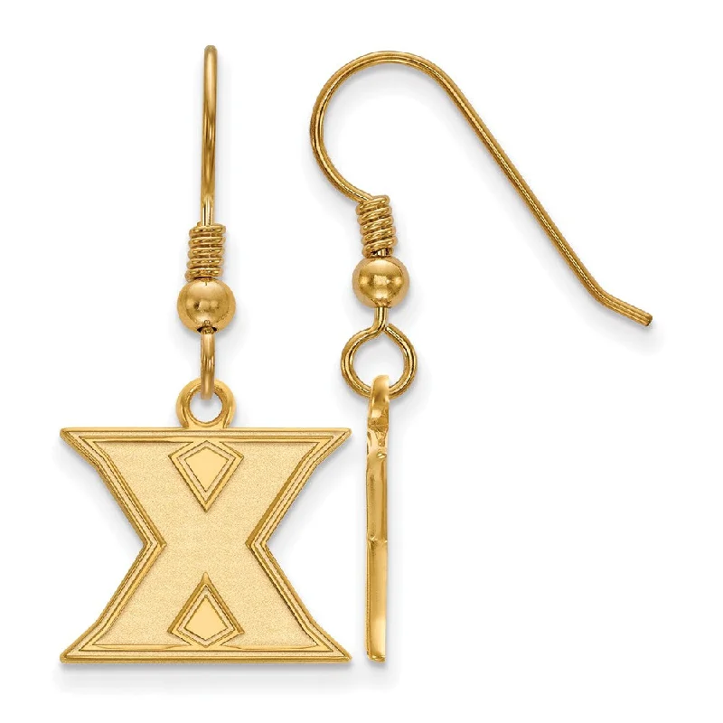 love knot earrings for women -14k Gold Plated Silver Xavier University Small Dangle Earrings