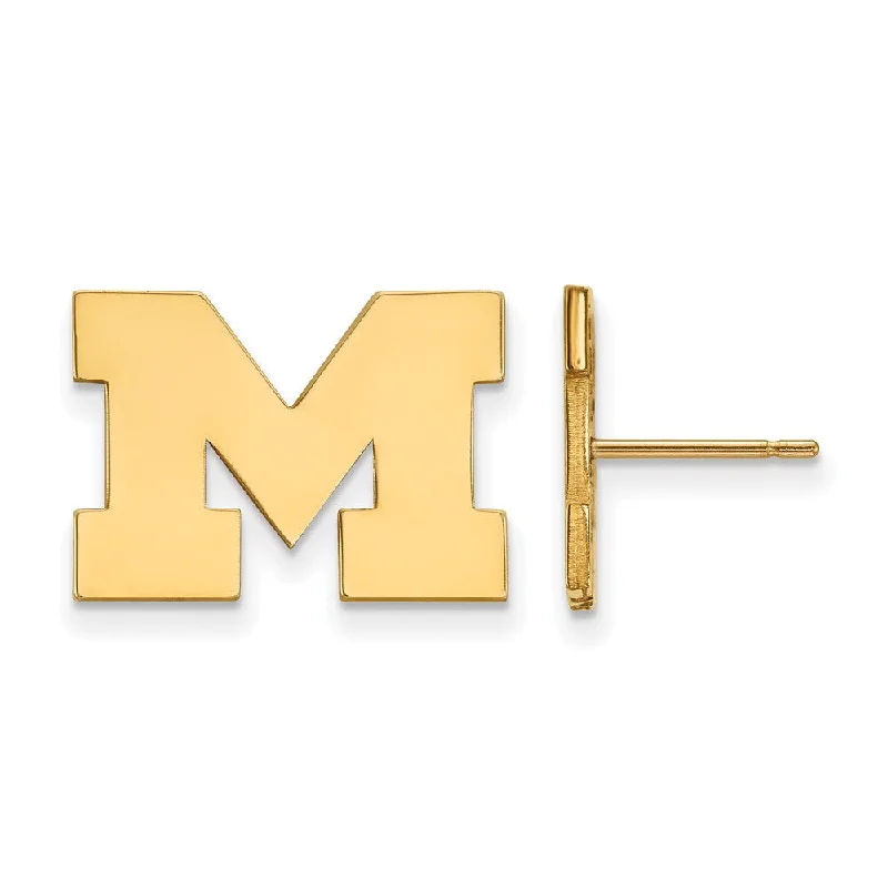 two-tone earrings for women -14k Gold Plated Silver Michigan (Univ of) Small Post Earrings