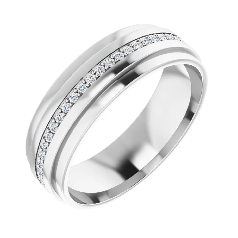 knotted rings for women -7mm 14K White Gold 1/3 to 3/8 CTW Diamond Eternity Ridge Edge Band