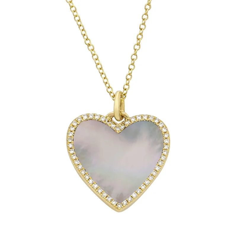 diamond infinity necklaces for women -MILA MOTHER OF PEARL HEART NECKLACE